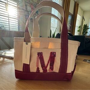 Anthropologie Cream and Red Tote Bag